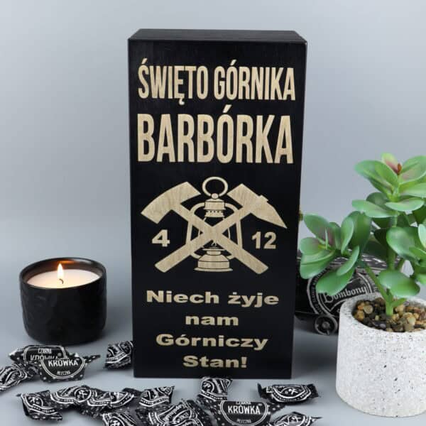 Skrzynka na whisky z grawerem dla górnika