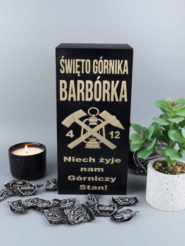 Skrzynka na whisky z grawerem dla górnika