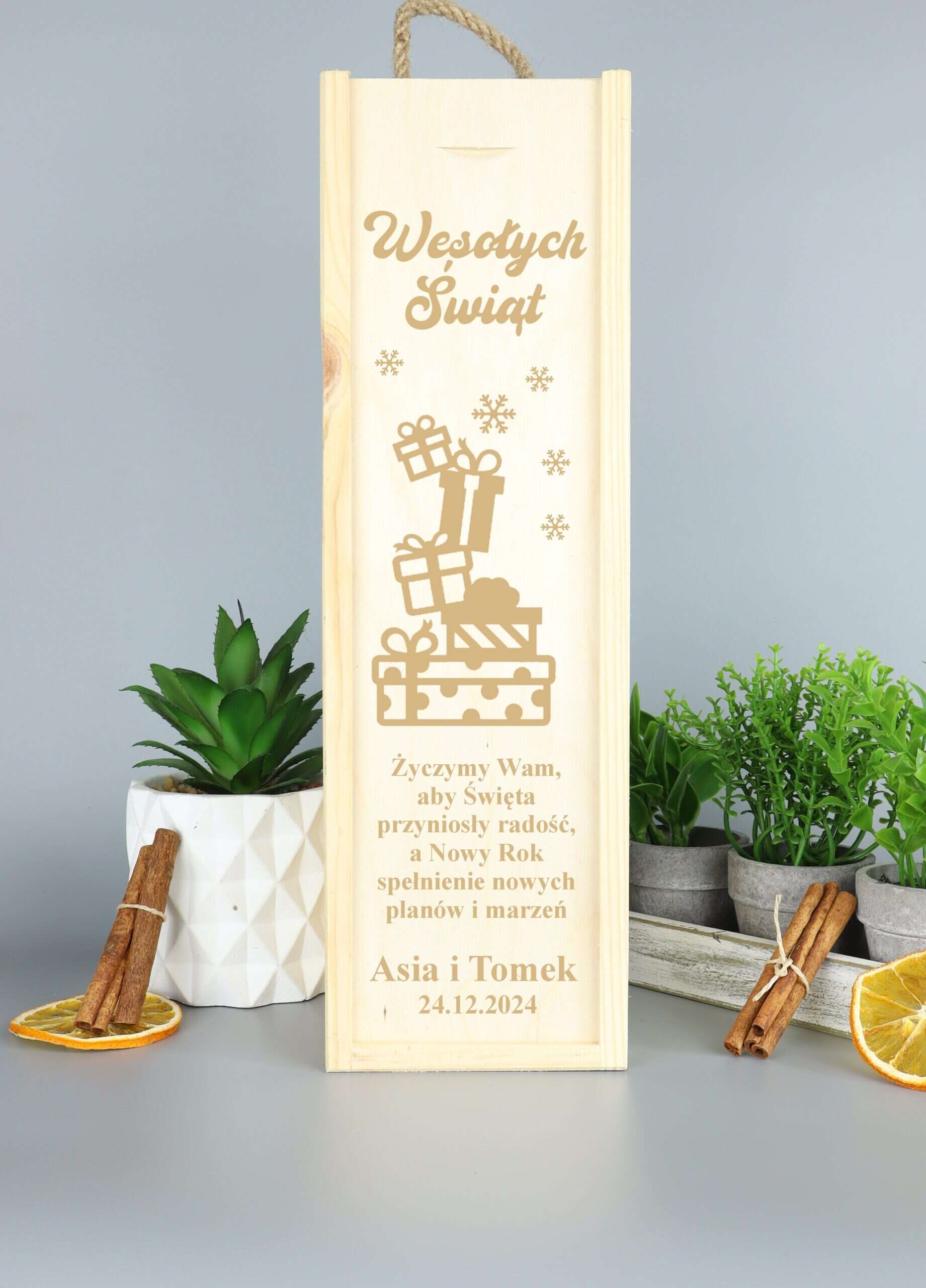 Skrzynka na wino na święta