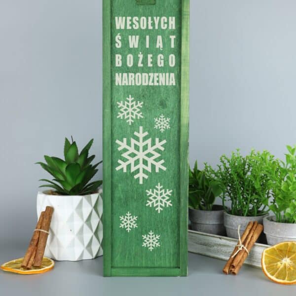 Skrzynka na wino z grawerem na święta