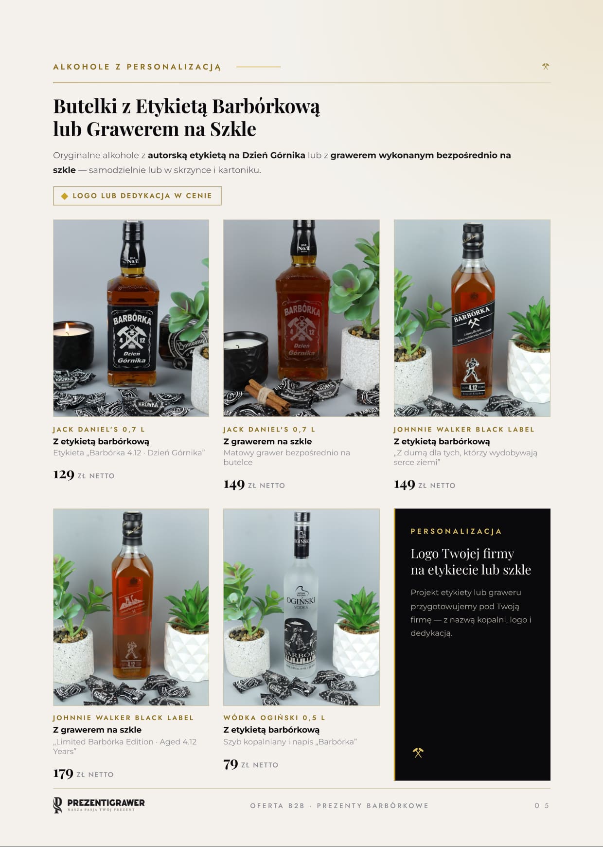 Alkohole z personalizacją: butelki z etykietą barbórkową lub grawerem na szkle