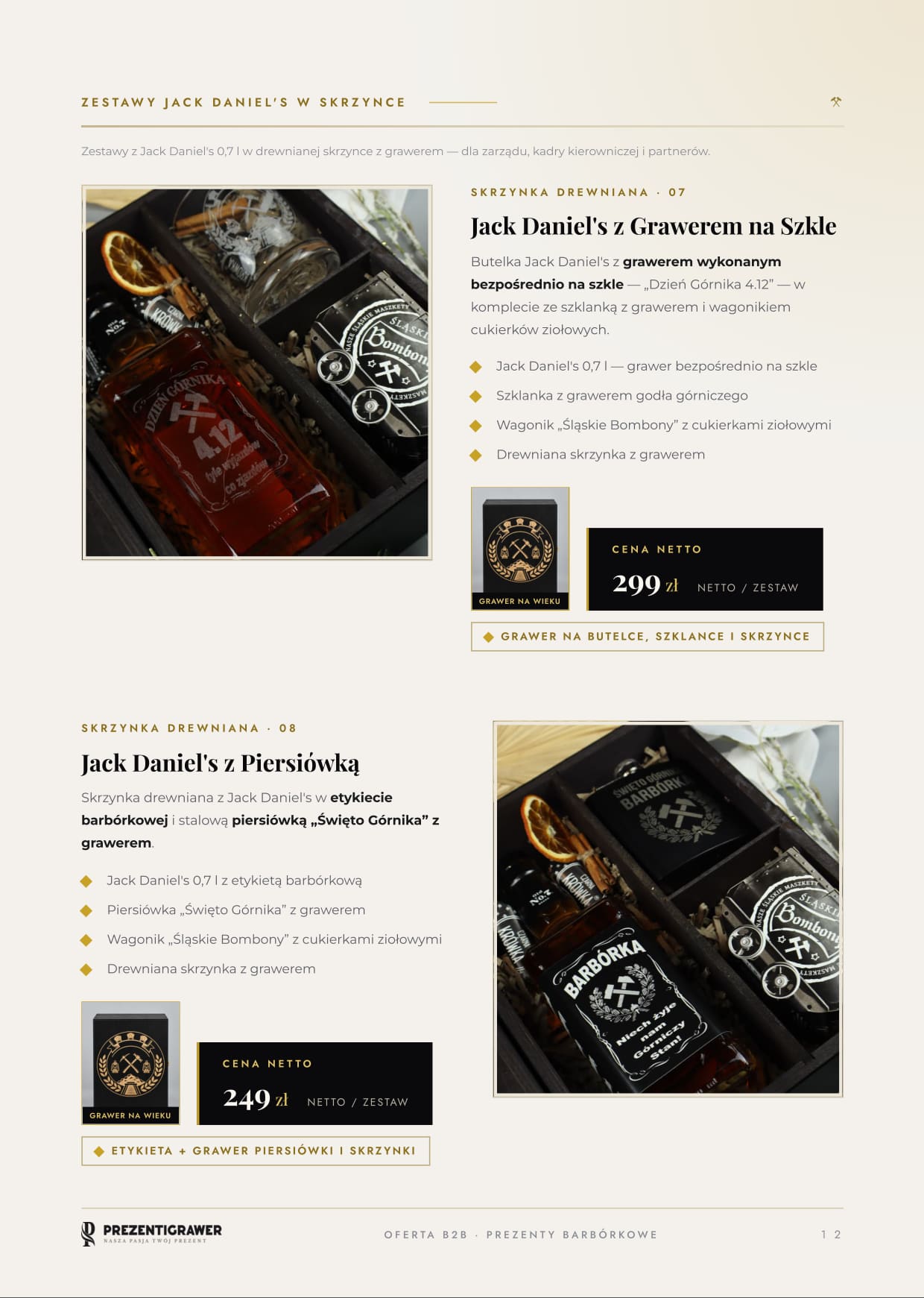 Zestawy Jack Daniel's w drewnianej skrzynce